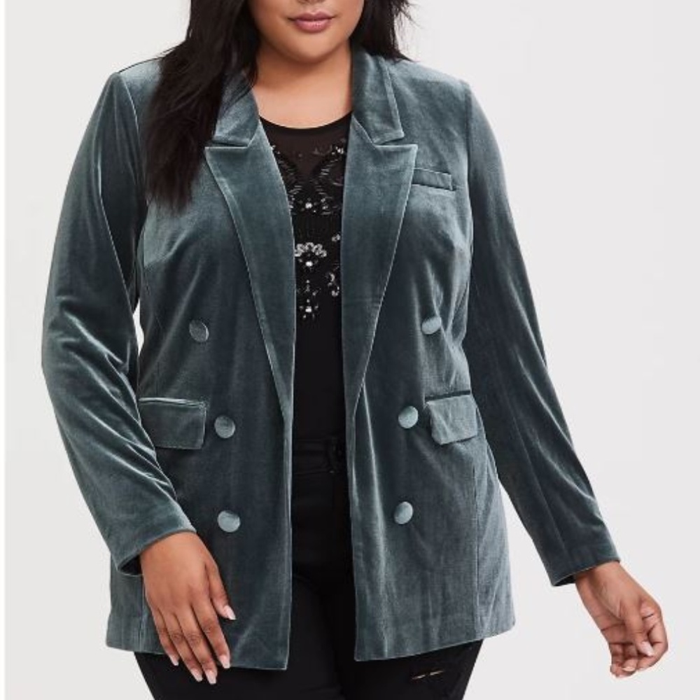 Torrid Green Velvet Blazer size 6 / 28